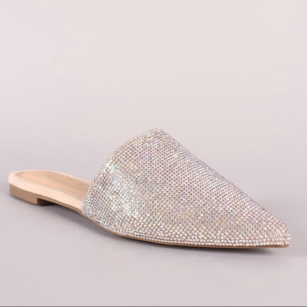 🔥New🔥 Rhinestone Pointy Toe Nude Flats. - Picture 8 of 8